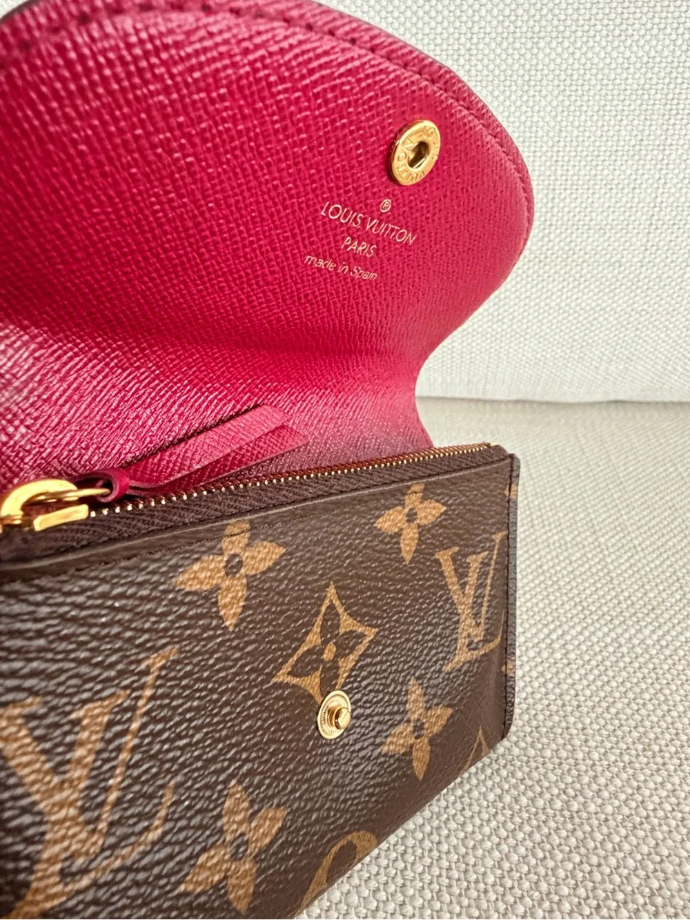 LOUIS VUITTON Rosalie Coin Purse Monogram Fuchsia M41939 Full Set